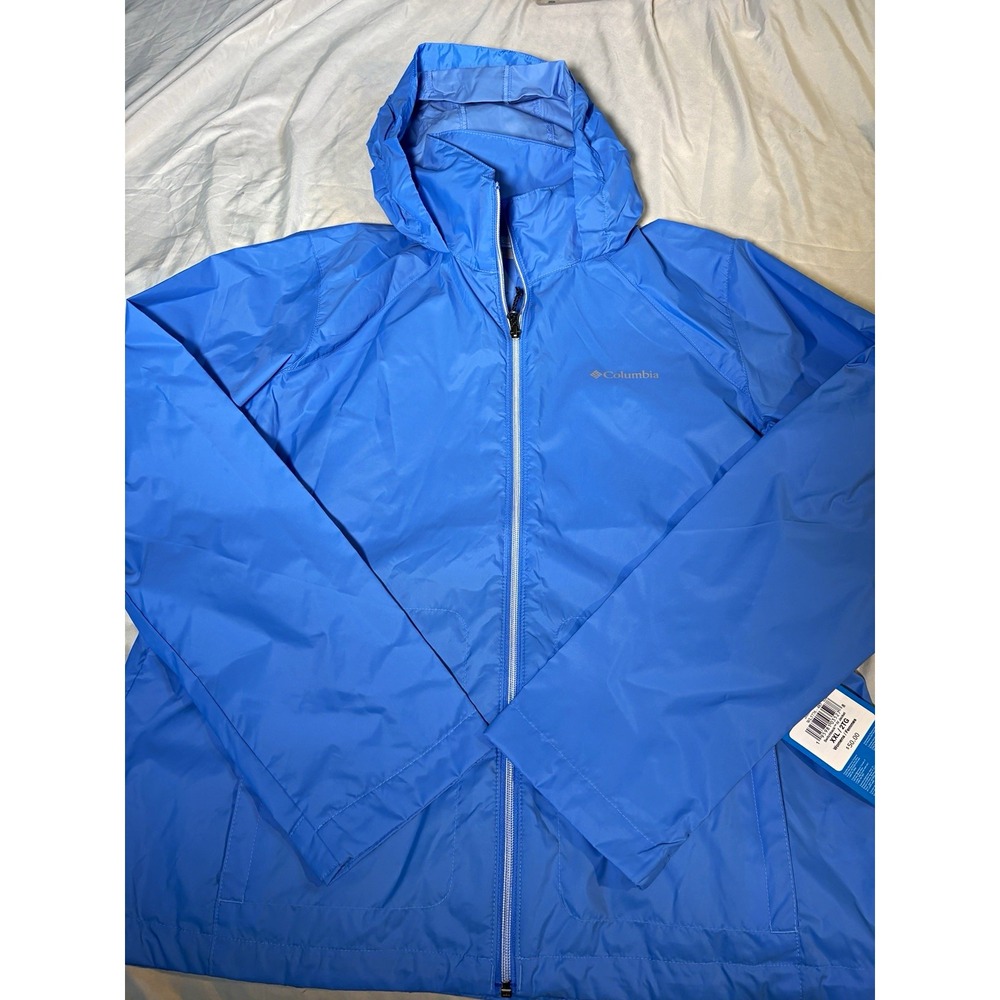 Columbia Switchback IV Women's Hooded Full Zip Rain Coat 2XL Blue